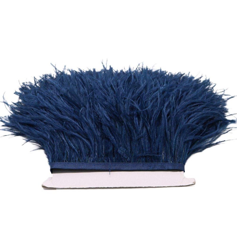 YEQIN 2 Yards Natural & Soft Ostrich Feathers Fringe Trims Ribbon - Used for Dress, Sewing Decoration, Craft Clothing, Boots, Wedding Decoration, DIY, Etc (Navy Blue) - Image 4